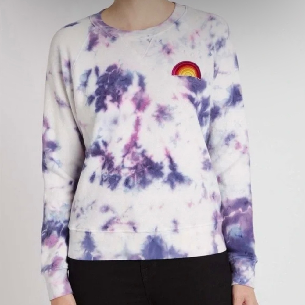 MOTHER Tie-Dye Sweatshirt with Rainbow Patch